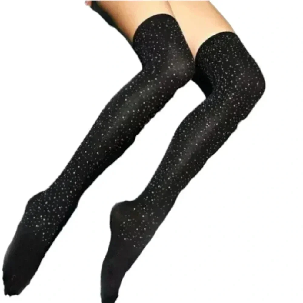 White Sequin Knee High Socks Sparkle White Sexy Sparkle Socks for Dress